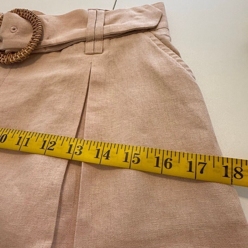 Sigrid Olsen Shorts Linen Blend Salmon Pink Belted Elastic Back Size 6 Preppy - Picture 6 of 11